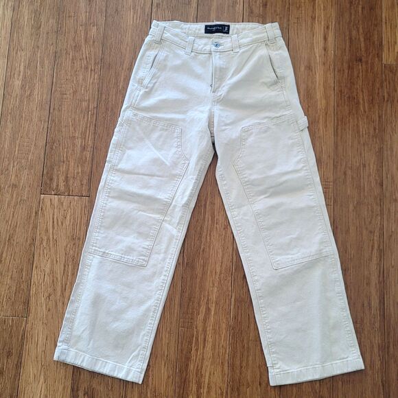 Abercrombie & Fitch Relaxed Fit Men's Size 28 x30 Baggy Work Wear Jean - Ivory - Picture 1 of 8